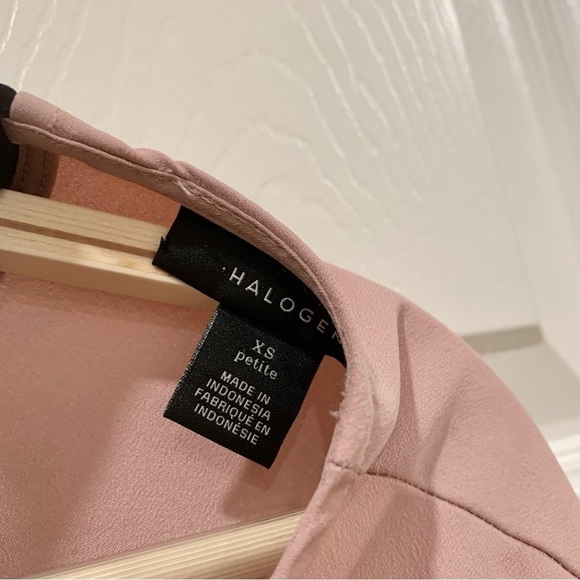 Blush Pink Black Velvet Bow Tie-Back V-Neck Babydoll Bell Long Sleeve Top - Picture 5 of 7